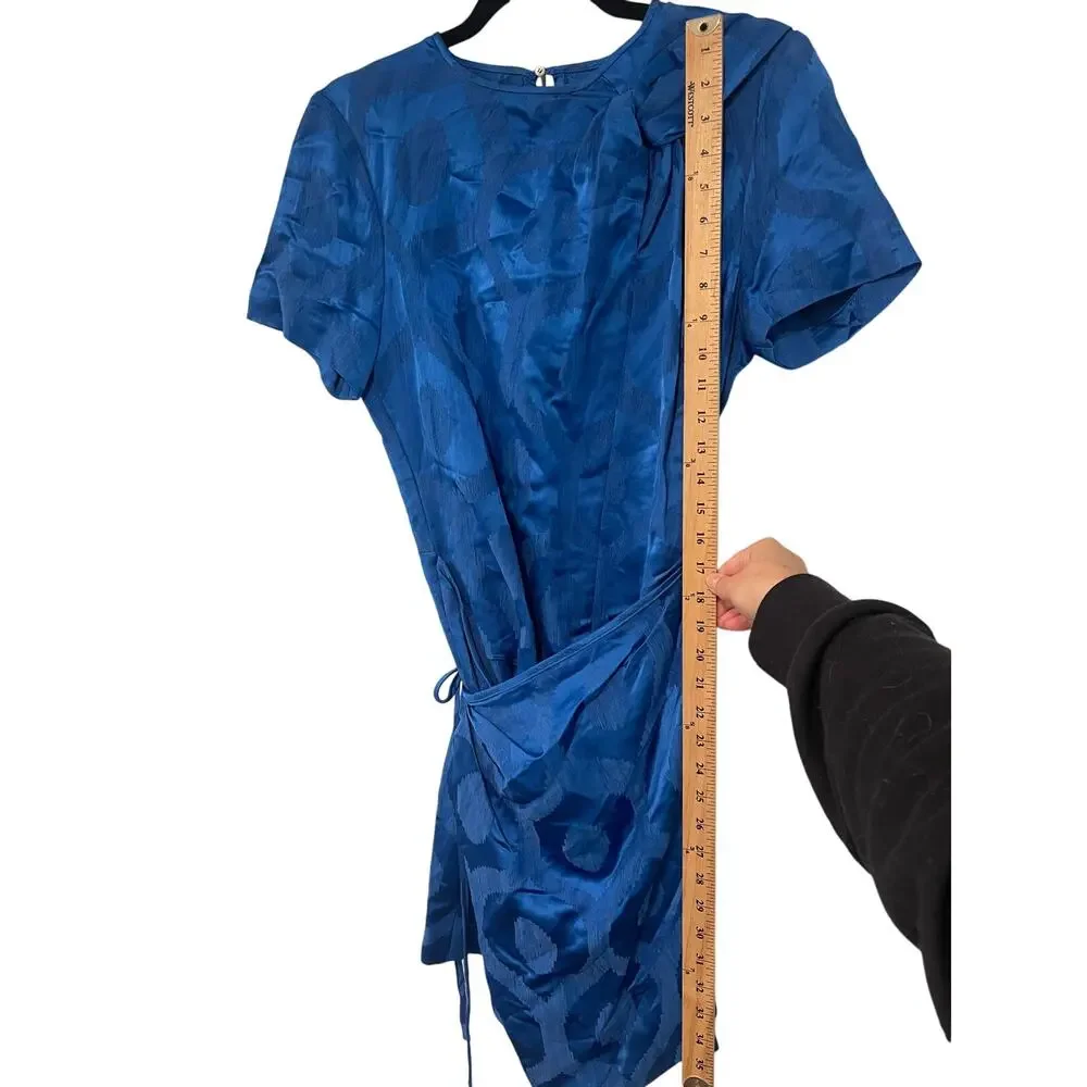 Isabel Marant 10 Jacquard Mini Wrap Dress $595 Short Sleeve Bright Royal Blue 42 - Picture 15 of 16